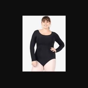2x Long Sleeve Adult Black Long Sleeve Leotard